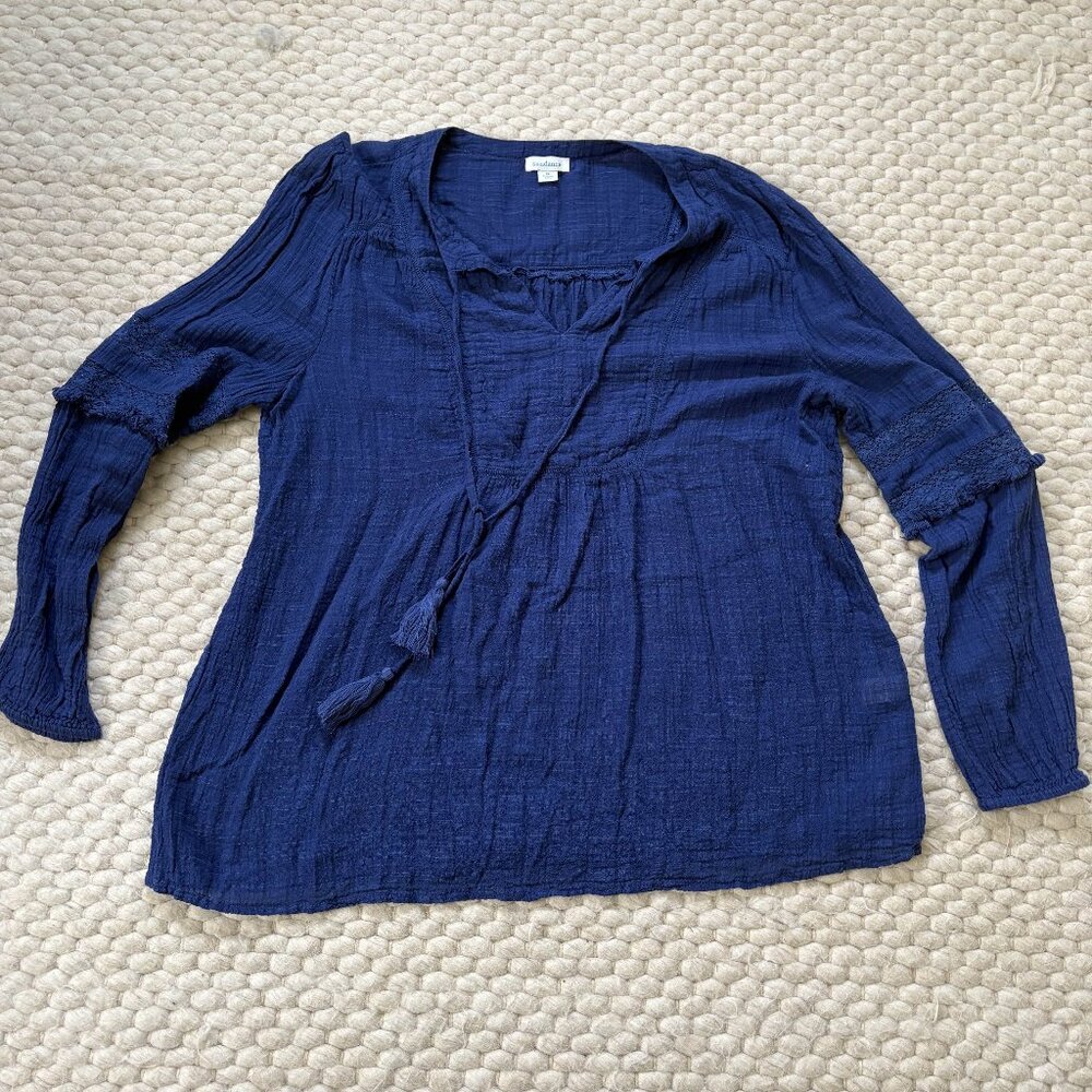 Sundance Cobalt Blue Gauze Summer Flowy Top
